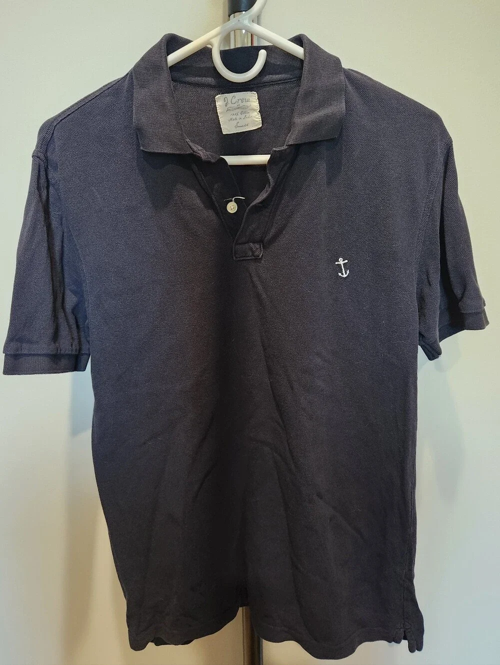 J. Crew Dark Navy Polo with White Anchor Emblem